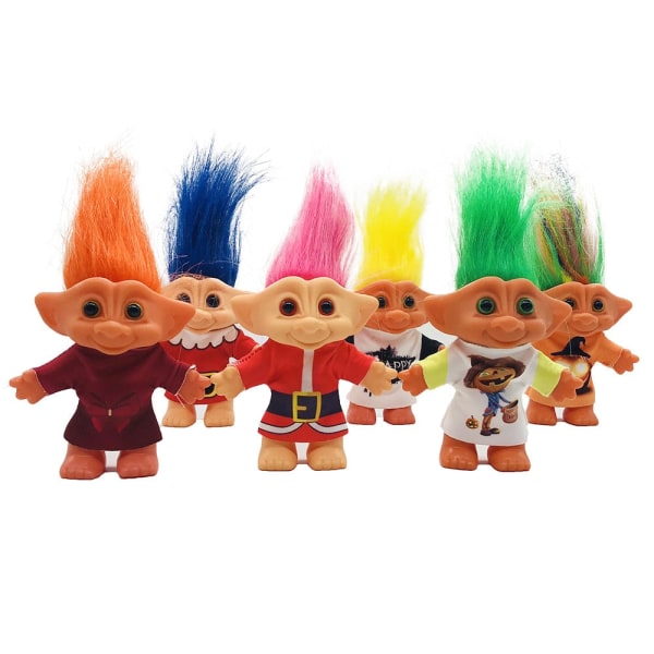 Juldräkt Troll Docka Halloween nostalgisk emaljleksak ful docka docka Red