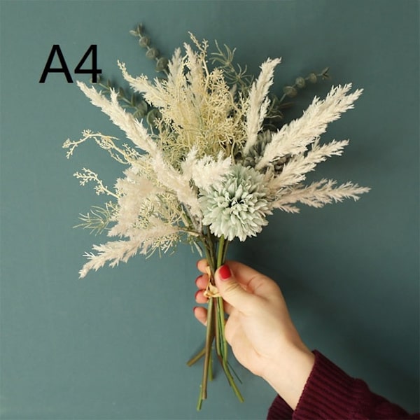 Konstgjord Blomma Maskros Eukalyptus Hybrid Bukett Bröllop Heminredning Grön Konstgjord Växt Falsk Blomma A3-champagne