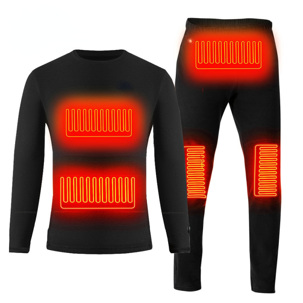 Vinteruppvärmning Underkläder Thermal Set USB Eluppvärmda T-shirts & byxor Batteridrivna Skidkläder Motorcykel Suit M