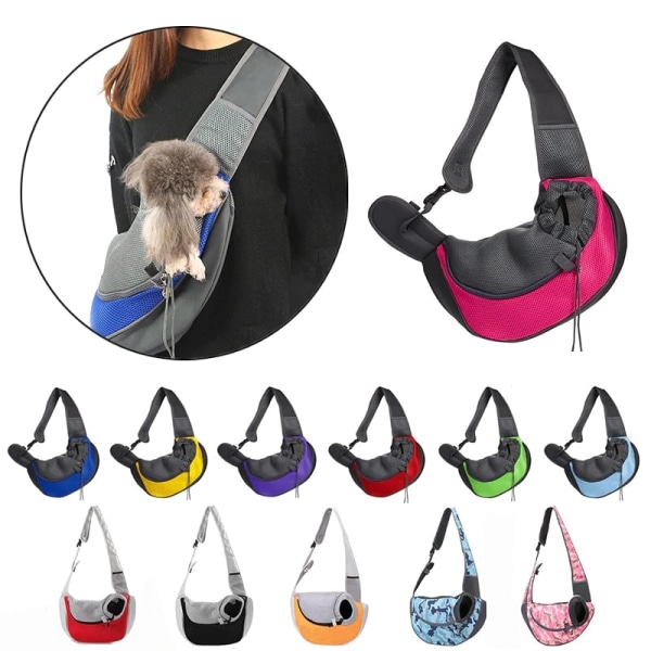 Husdjursvalp Bärväska S/L Utomhus Rese Hund Axelväska Mesh Oxford Enkel Sling Handväska Komfort Tote Väska Andningsbar Kattväska Red L