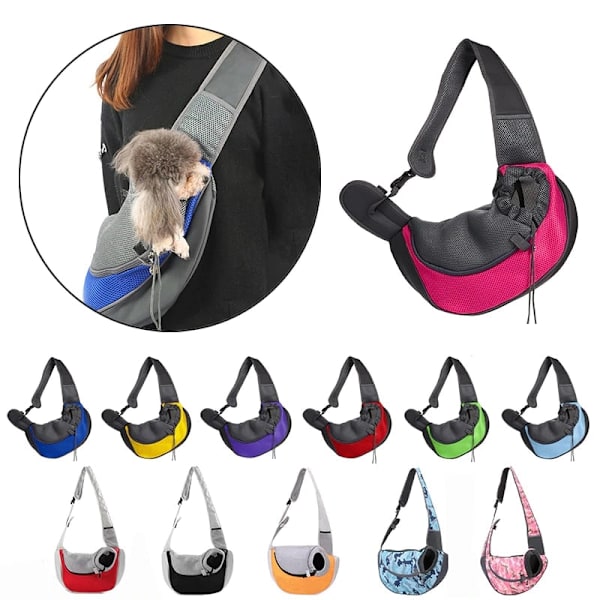 Husdjursvalp Bärväska S/L Utomhus Rese Hund Axelväska Mesh Oxford Enkel Sling Handväska Komfort Tote Väska Andningsbar Kattväska Red S