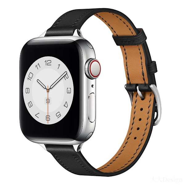 Läderarmband för Apple Watch band 44mm 45mm 42mm 41mm 40mm 38mm Single Tour klockarmband armband iWatch serie 3 4 5 6 SE 7 band Slim black For 38mm 40mm 41mm