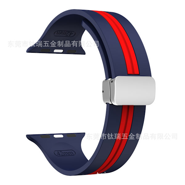 Klokkereim for Apple Watch iWatch 38/40/41mm Midnattsblå Rød Sølvspenne