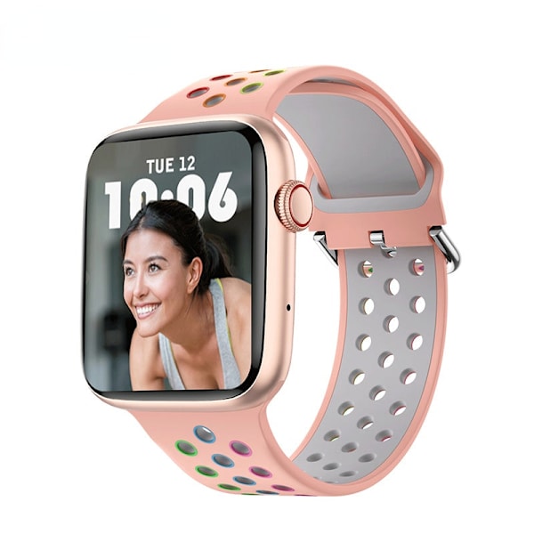 44mm Smartwatch Mænd Kvinder Smartur Bluetooth Opkald Trådløs Opladning Brugerdefineret Urskive 2023 Fitnessarmbånd Til Apple Android Pink Rainbow