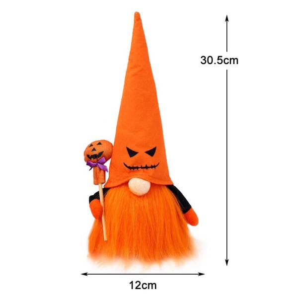 Hatt Grimas Gammal man Glödande Rudolph Plyschdocka Dvärgdocka Halloween Gåva Barn Pojke Flicka Juldocka Heminredning Sovrum Orange2pcs