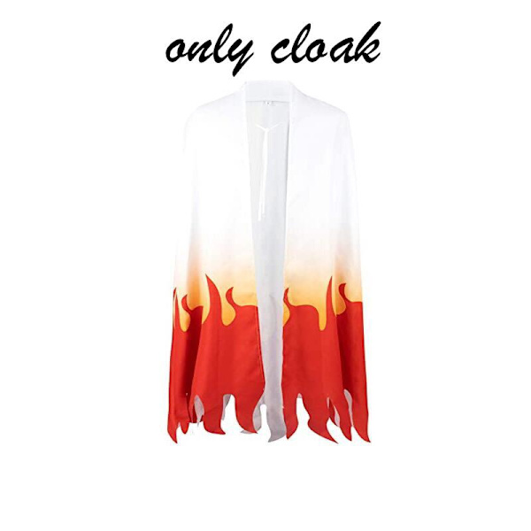 Demon Slayer Rengoku Kyoujurou Cosplay Kostym Kimetsu No Yaiba Kimono Uniform Peruk Halloween Kostymer för Kvinnor Män Barn only cloak 6T-120
