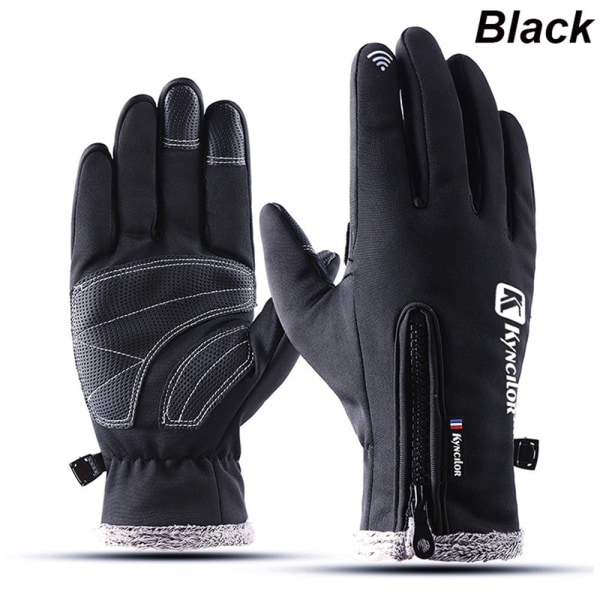 Vinterhandskar Herr Touchscreen Halkfria Unisex Vattentäta Vindtäta Varma Cykelhandskar Mode Dragkedja Sporthandskar Style1-Grey S