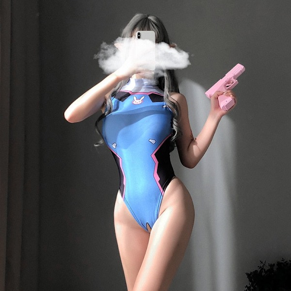 Anime Spel Cosplay DVA Tryckt Sexig Kostym för Kvinnor Anime Baddräkt Underkläder Bodysuit Badkläder Baddräkt Öppen Gren Not open One Size