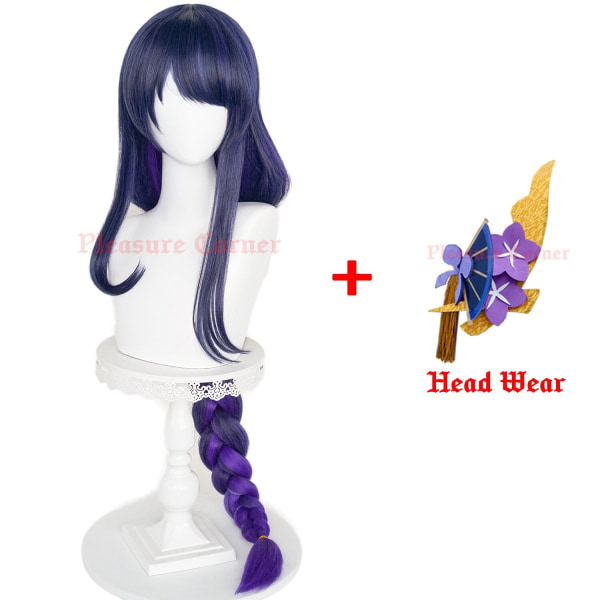 Spel Anime Genshin Impact Raiden Shogun Cosplay Peruk Förstylad 110cm Lång Värmebeständig Syntetisk Lila Blandad Färg Baal Peruker Headwear add wig No Pre Styled