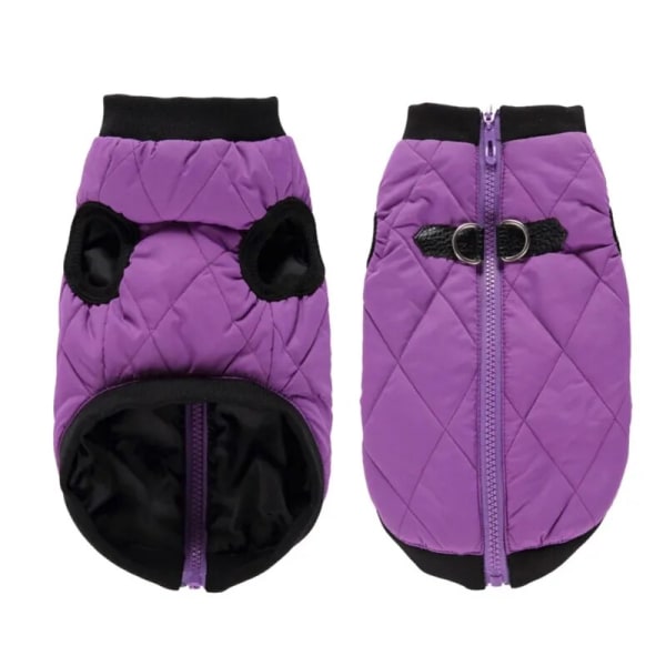 Vinterkläder för husdjur Varm jacka Kappa med dragkedja Hundkläder Fritidskläder för Chihuahua French Bulldog Outfits Purple S