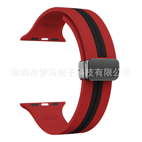 Klockarmband för Apple Watch iWatch röd och svart 42/44/45/49mm svart spänne