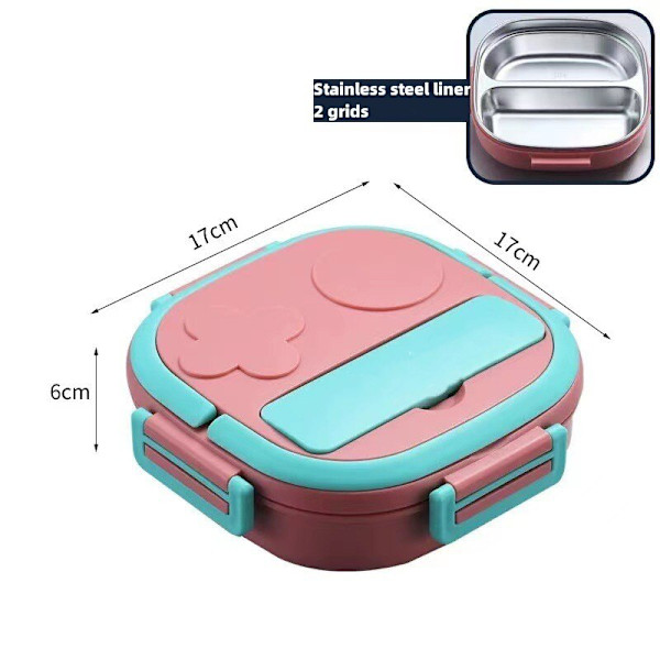 Outing Servise 304 Bærbar Matboks i Rustfritt Stål Baby Barn Student Utendørs Camping Piknik Matbeholder Bento Boks Pink 2 grids