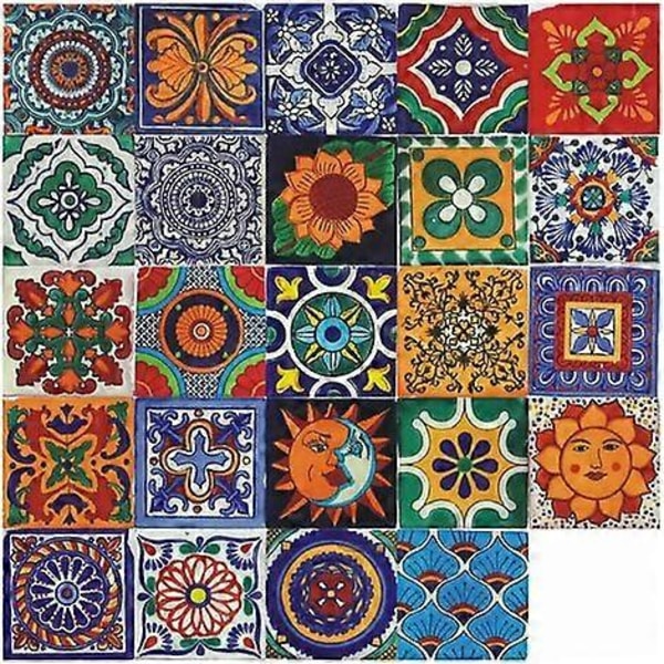 Selvklæbende fliser til badeværelser og køkkener, selvklæbende dekorativt flisemosaik til 24 vægklistermærker (15x15 cm).