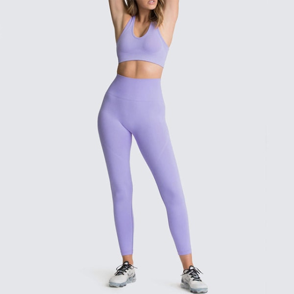 Jooga-asu Urheiluvaatteet Fitness-asu Urheiluliivit Leggingsit 2-osaiset Setit Joogaan Naisille Light purple S