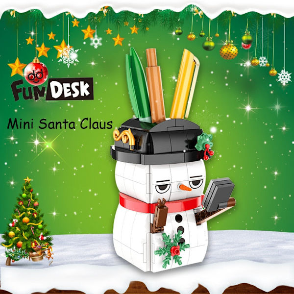 MOC Kreativ Julkul Skrivbordspegel Klossar Jultomte Pepparkakshus Set Byggkloss Dekoration Leksaker Barn Pojkar Gåvor JK5109 As photo