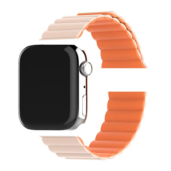 Kellon ranneke Apple Watch iWatch 38/40/41mm vaaleanpunainen hiekka oranssilla