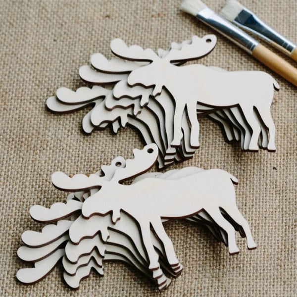 10 st DIY Trä Julgransprydnader Obehandlade Trä Julgran Hängande Dekorationer för DIY Hantverk Jul Hemfest Dekor JM01555