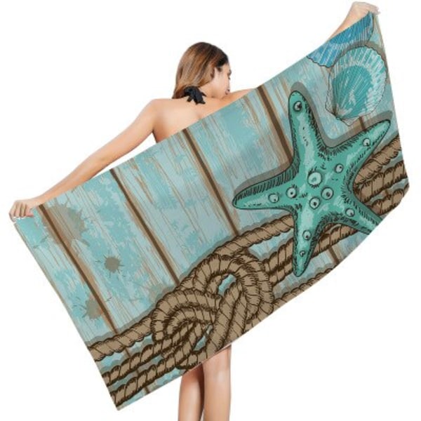 Ocean Series Kreativt Print Badehåndklæde Udendørs Hurtigtørrende Svømning Surf Vand Sport Håndklæde Yoga Måtte Strandstol Betræk Tæppe 2 80x160m