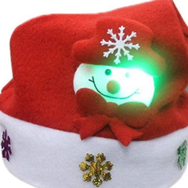 LED Julehatter Lysende Julenisse Rød Hatt Blinkende Kostymefest Lue Barn Julegaver Nyttårsdekor B