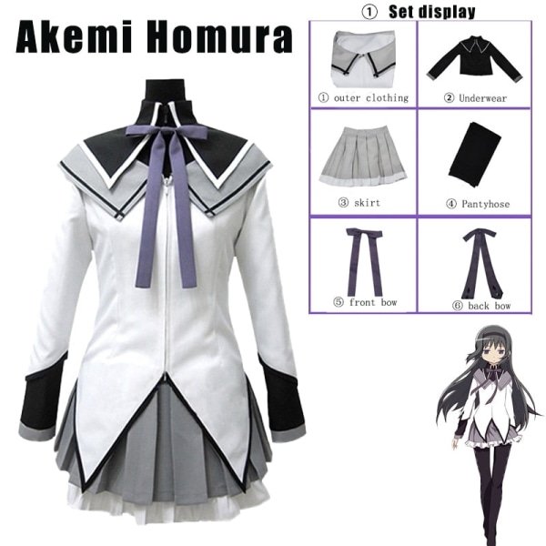 Anime Puella Magi Madoka Magica Akemi Homura Cosplay Kostym Klädanpassning costume XL