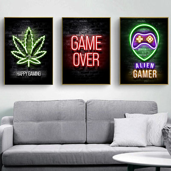 Sleep Game Repeat Veggkunst Plakat Trykk Lerret Maleri Bilde For Barn Gutterom Dekorativt Lekerom AC359-17 40X60cm Uten Ramme AC359-17 40X60cm Unframed