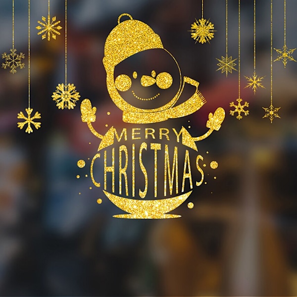 Jul Fönsterdekorationer Guld Glänsande Jul Väggdekor För Hem Barnrum Väggdekaler Nyårsdekorationer 9