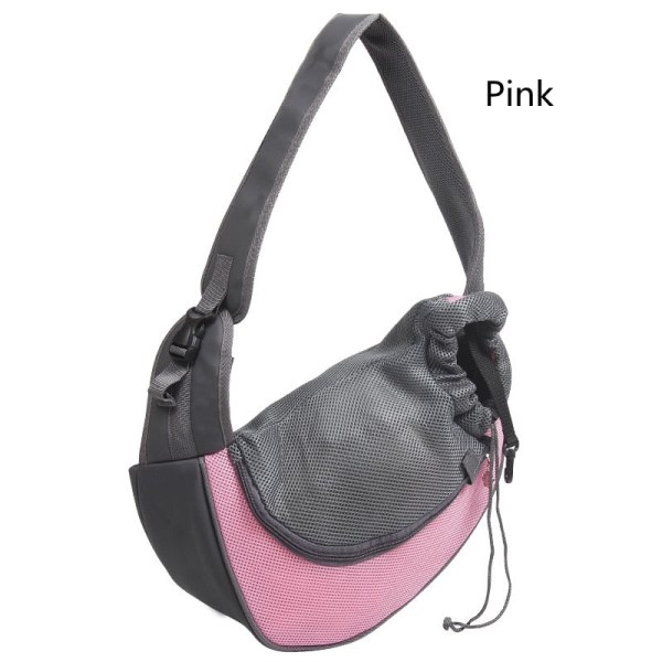 Husdjursvalp Bärväska S/L Utomhus Rese Hund Axelväska Mesh Oxford Enkel Sling Handväska Komfort Tote Väska Andningsbar Kattväska Rose Red L