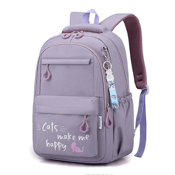 Kawaii Ryggsäck för Flickor Skolväskor Portabilitet Vattentät Tonåringar Högskolestudent Stor Rese Axelväska Mochilas Escolares Purple