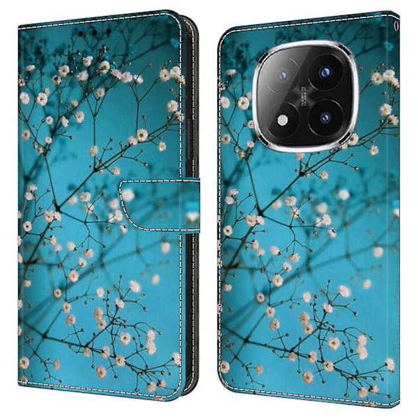 Fodral för Xiaomi Redmi Note 14 Pro+ 5G med kortfack, mönstrad tryckt TPU+PU läder flip telefonfodral Flower Branch