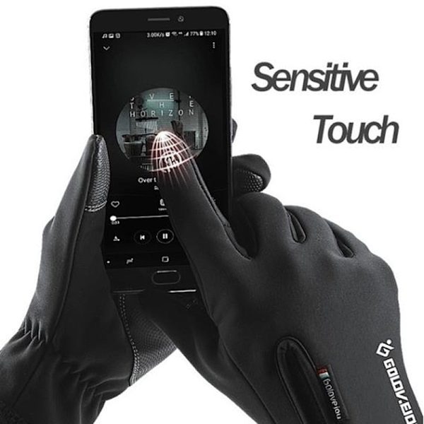 Moto Kosketusnäyttö Moottoripyöräily Ajohanskat Talvi Moottoripyörähanskat Talvi Lämpö Fleece Vuoratut Vedenpitävät Lämmitettävät Guantes Black A M