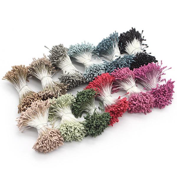 Håndværk 144/420/600/1000 stk./parti Blomster Støvdragere 2 mm DIY Kunstige Blomster Krans til Bryllupsfest Hjemmeindretning D0401 Random color 1000pcs
