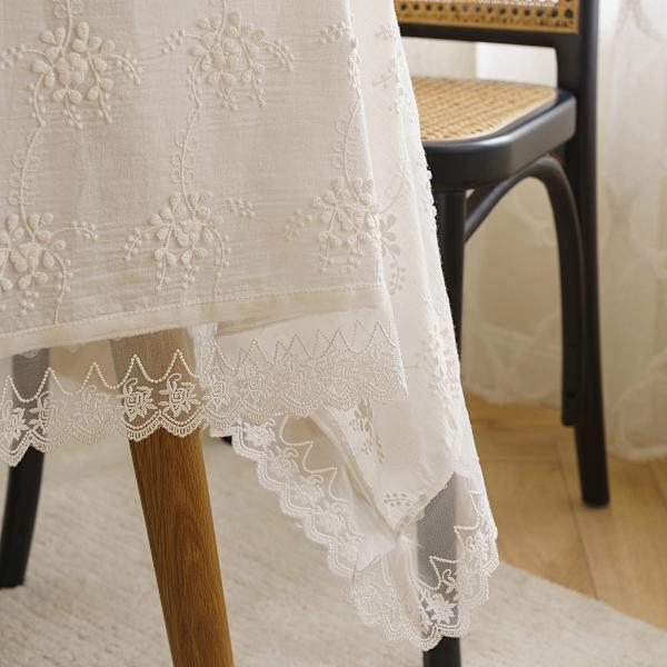 Amerikansk Bordsduk Ins Stil Ihålig Tredimensionell Broderad Rektangulär Bordsduk Konstnärlig Soffbordsduk Överdrag Handduk White 140 * 140cm