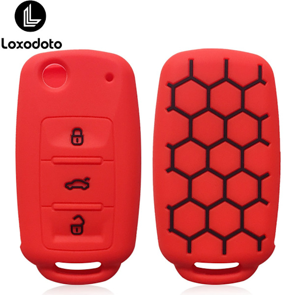Silikon Fjernkontroll Bilnøkkel Deksel Nøkkelring for Touran Caravelle Polo Golf 6 Passat B5 for Skoda Fabia Octavia A5 black(yellow button)