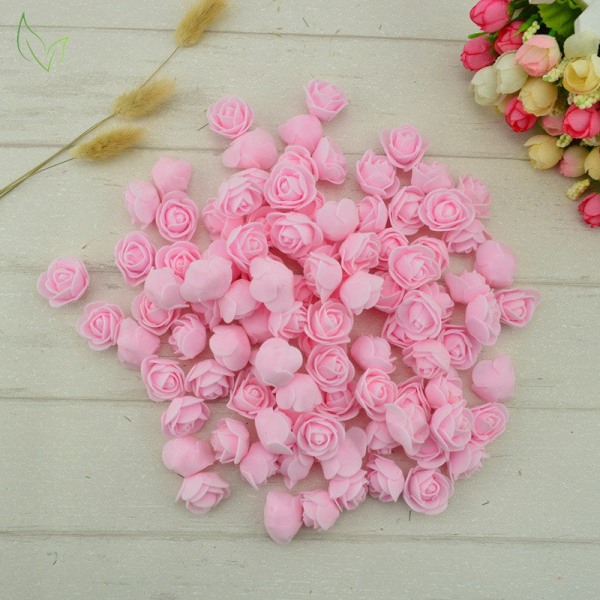 50 st PE Skum Fake Rosor Huvud Konstgjorda Blommor Billig Bröllopsdekoration för Scrapbooking Presentförpackning DIY Krans Multi-Användning 4 red