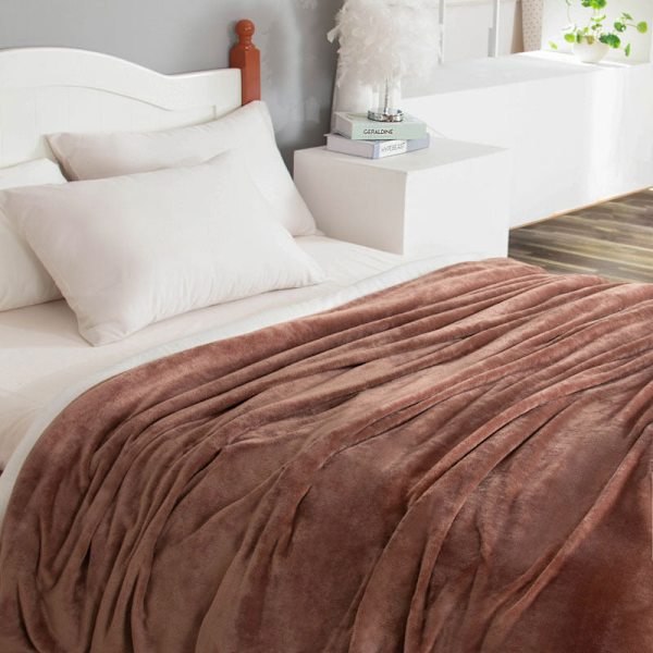 Dobbeltsidig fortykket ensfarget flanellpledd, studenthybel, kontor, lur, høst- og vinterteppe Pink 230*230cm(90*90 inches) 1.6kg