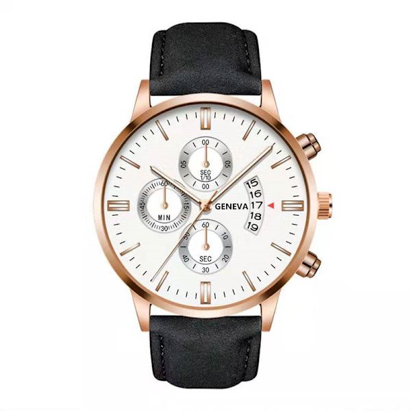 Bælte Quartz Ur Mode Kalender Herreur Business Ur Mænd Black Shell Blue Ribbon