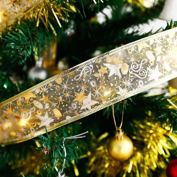 Jouluvalokoriste LED-nauhavalot Joulukuusen koristeet DIY Pitsirusetit Nauhavalot Navidad Kodin sisustus Uusi Vuosi 2023 Gold colorful 1M
