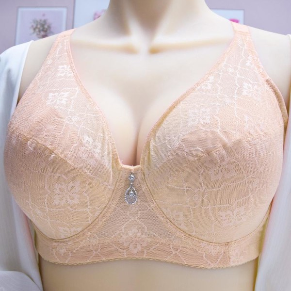 Push Up BH Heltäckande Bygelkalsonger för Dam Bralette Sexig Plus Size Bh-byst E F Cup Beige 42E