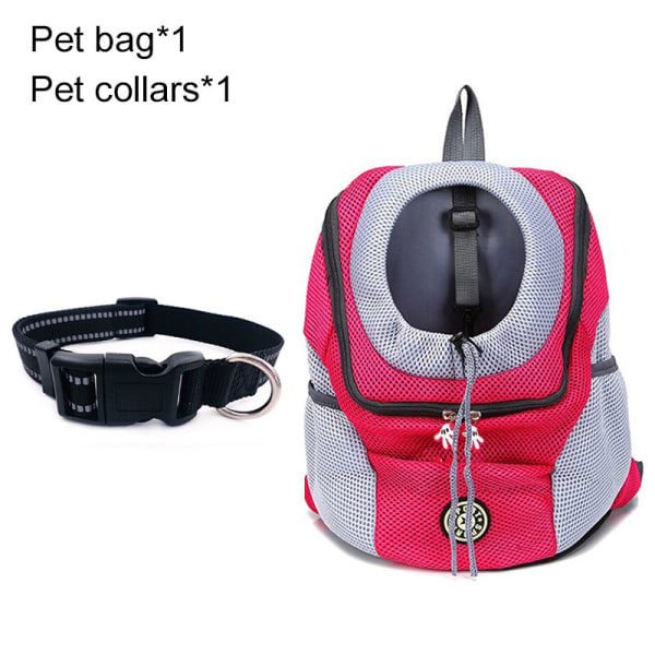 Hundbärväska Ryggsäck för Hundar Ut Dubbel Axel Bärbar Reseryggsäck Utomhus Hundbärväska Reseset Rose red set 1 M for 5-10kg