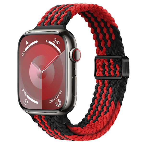 Klockarmband för Apple Watch iWatch 38/40/41/42mm Z-mönster svart och röd svart spänne
