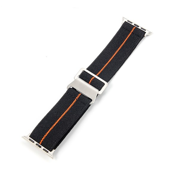 Urrem til Apple Watch iWatch, konnektorstørrelse 42/44 mm, sort og orange - stålspænde