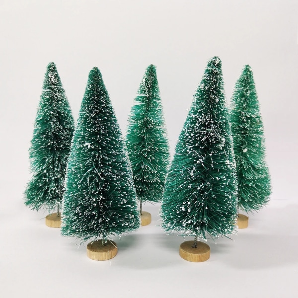 5 st Mini Julgranar Plast Konstgjord Julgransprydnad Vinter Snö Bordsdekoration DIY Hantverk Juldekoration 2023 8.5cm