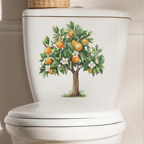 Appelsiinipuun Kukka WC-tarra Irrotettava Itseliimautuva Vedenpitävä PVC Olohuoneen Kylpyhuoneen Seinätaide WC-kannen Koriste Tarra Jikaix