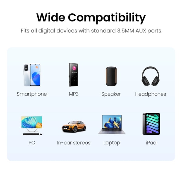 UGREEN Aux Kabel Højttalerkabel 3.5mm Kabel til Bil Hovedtelefon Audio 3.5mm Jack Højttaler til Samsung Xiaomi Kabel Aux 3.5mm Grey Metal Shell 1.5m