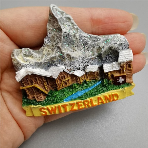 Schweiz Kylskåpsmagneter Souvenir Schweiziska Lucerne Jungfrau Chapel Bridge Gökur Turism Magnetiska Kylsklistermärken Switzerland ski