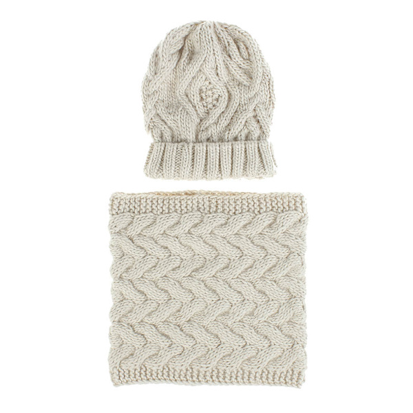 Strikket hue og halstørklæde sæt til kvinder, to-delt, efterår og vinter, ny moderne uldhue Ginger yellow