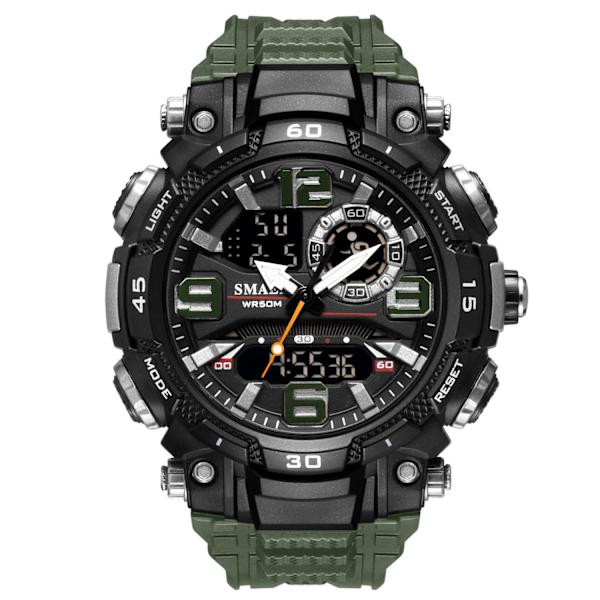 Lyxiga Herrklockor Dubbel Display Vattentät Herr Sport Armbandsur Militär Arméklocka Herr Stoppur Black Golden
