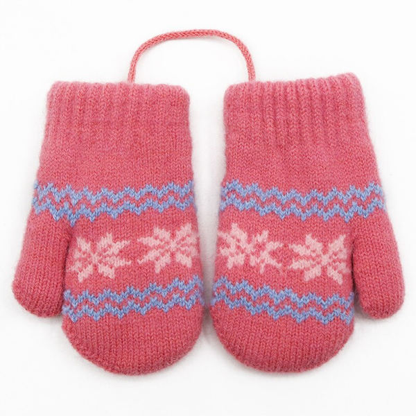 Warmom Vinter Barnhandskar Nya Barn Små Snöflingor Alpackaull Tjocka Varma Stickade Vantar Nyfödda Babyhandskar Vantar Gray