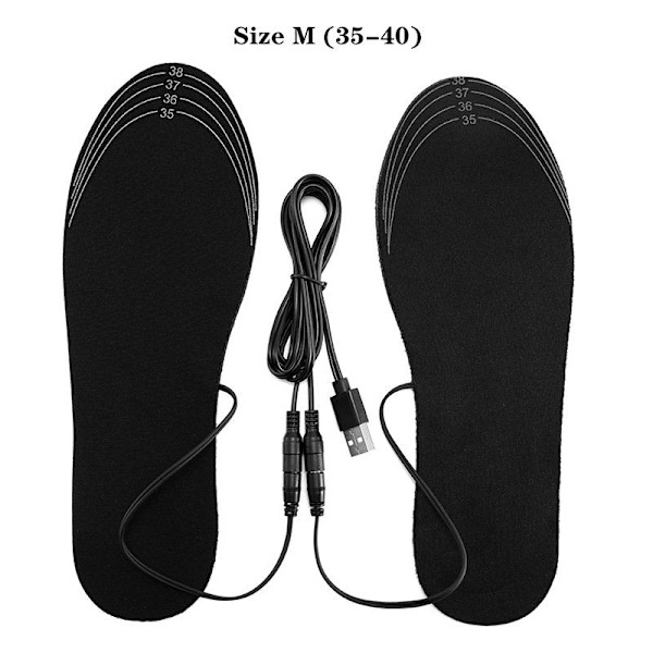 USB Uppvärmda Skosulor Fötter Varma Strumpor Pad Mat Elektriskt Uppvärmda Sulor Tvättbara Varma Termiska Sulor Unisex Size M (35-40)