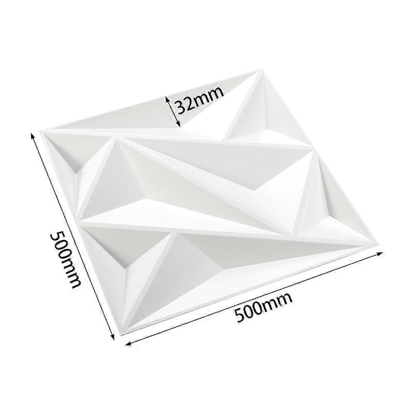12 STK 3D 32mm Høj Bump Præget PVC Tredimensionel Plade Vandtæt Baggrund Vægpanel Hvid Baggrund Vægdekoration Plade